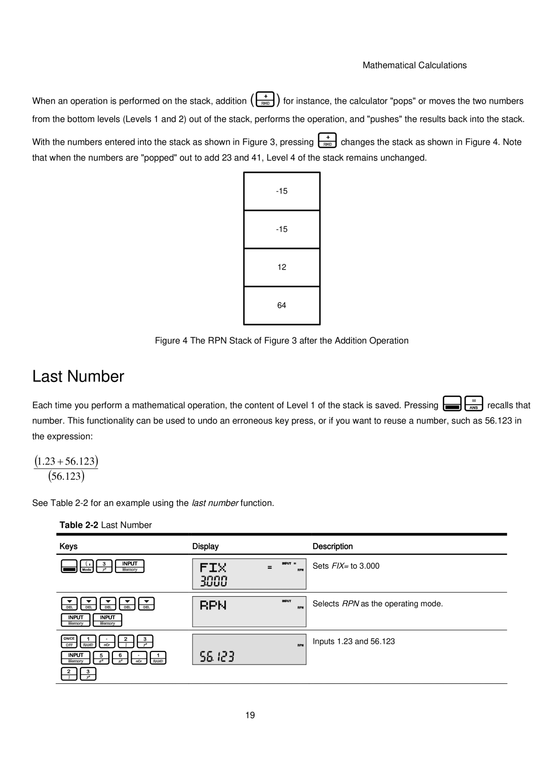 HP 20B manual Last Number, U3I, O1c23 I56c1 