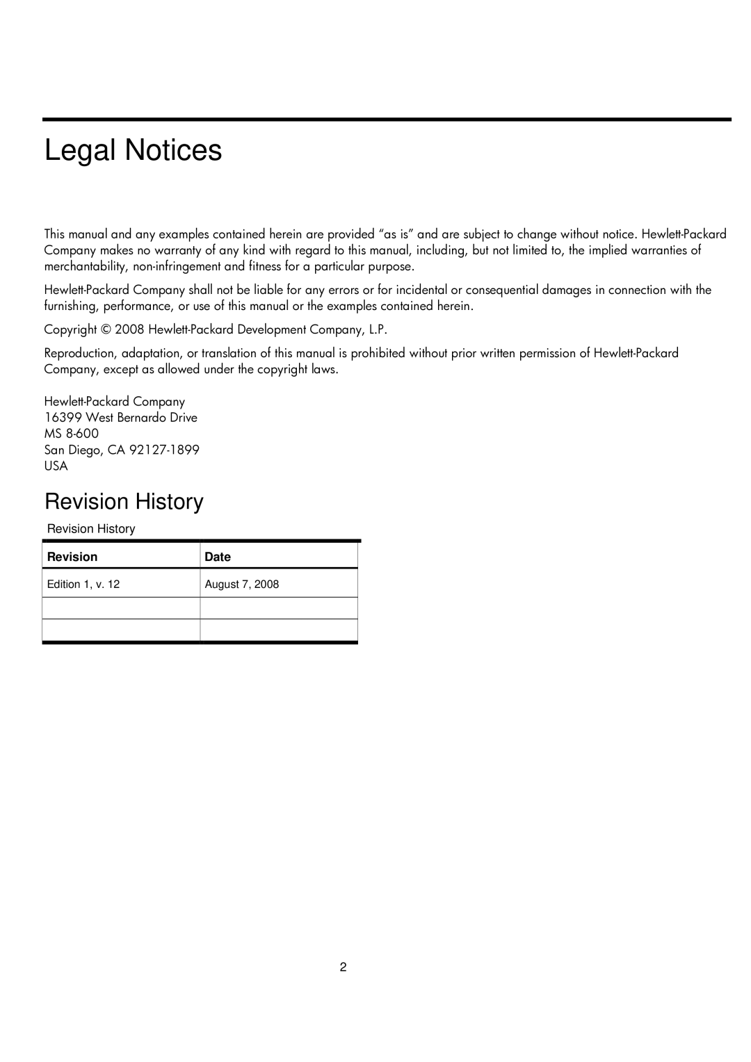 HP 20B manual Legal Notices, Revision History 