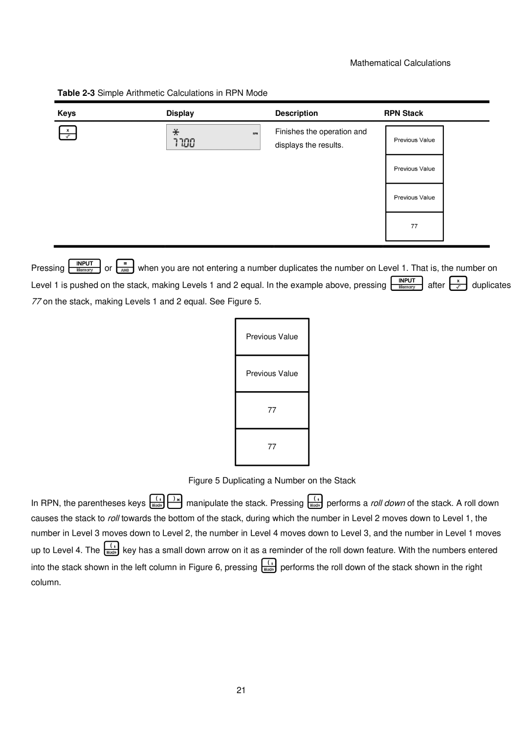 HP 20B manual Keys Display Description RPN Stack 