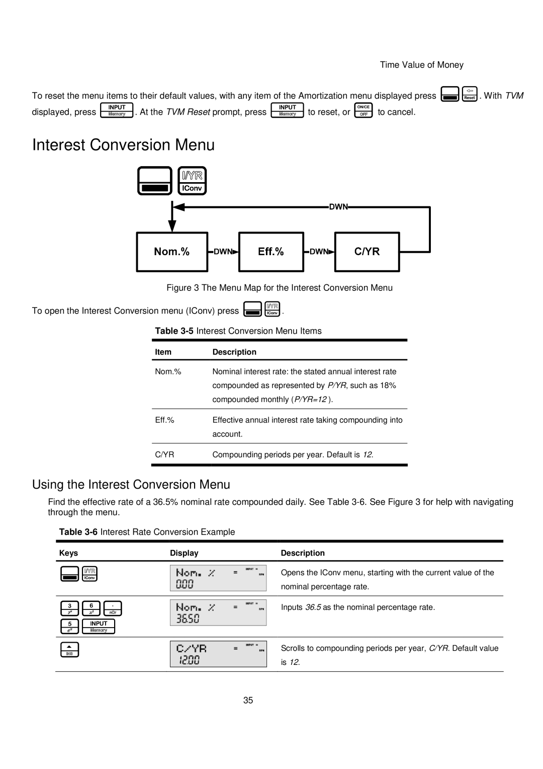 HP 20B manual Using the Interest Conversion Menu 