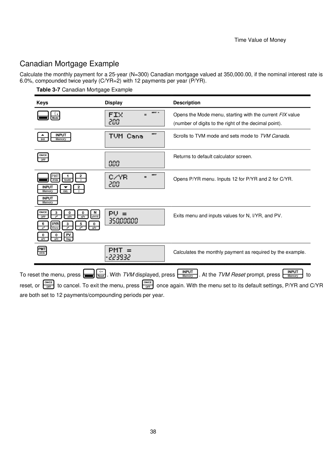 HP 20B manual O300N 6Y350 00V, Canadian Mortgage Example 