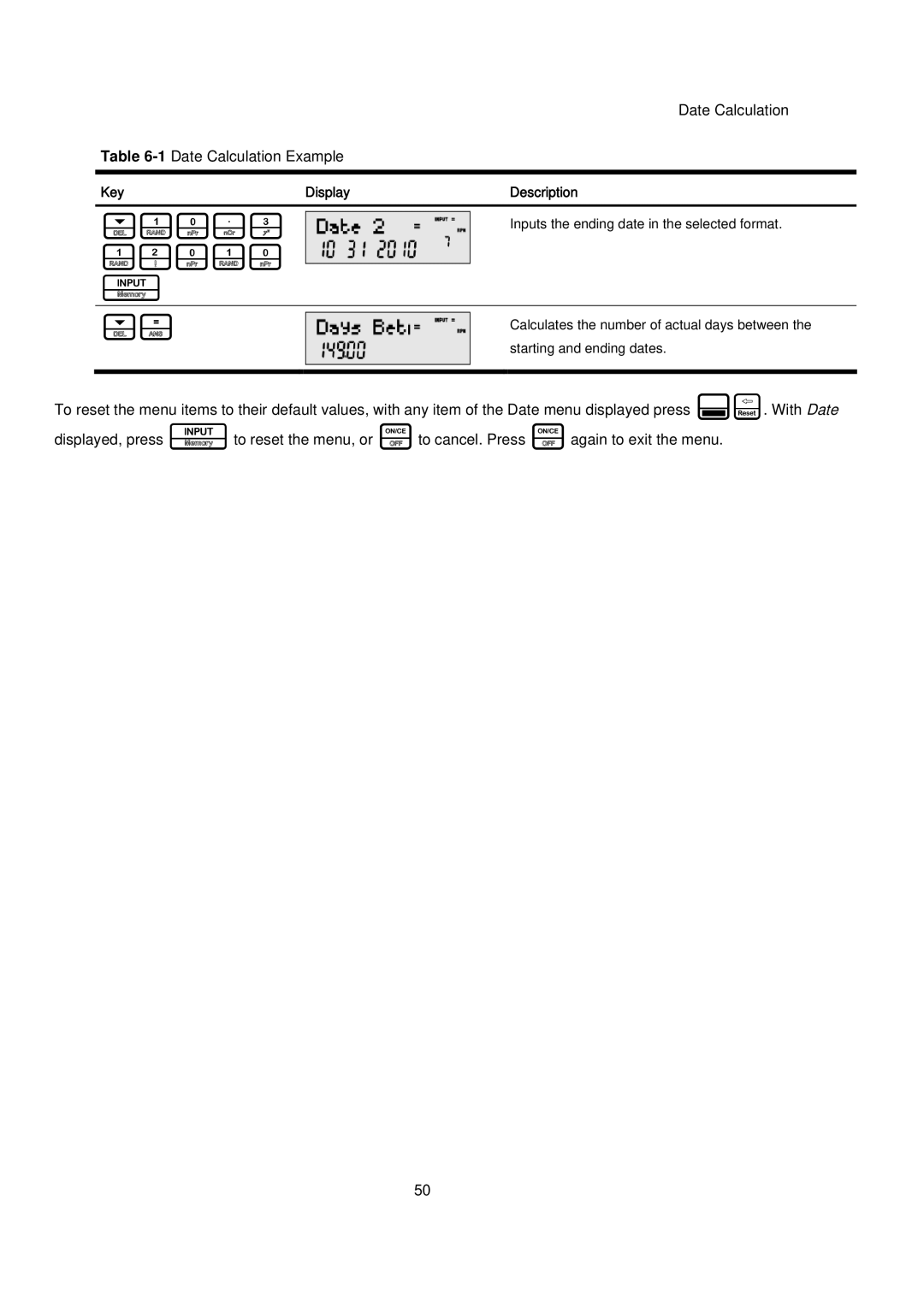 HP 20B manual 10.3 12010, Date Calculation 1Date Calculation Example 