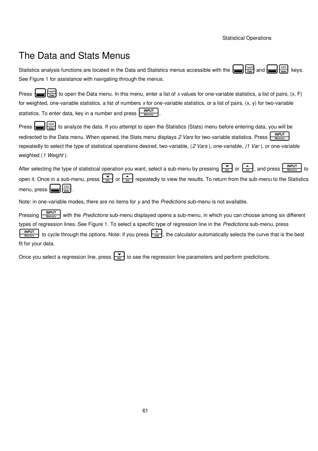 HP 20B manual Data and Stats Menus 