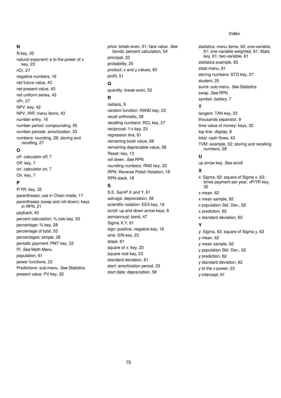 HP 20B manual Off calculator off 