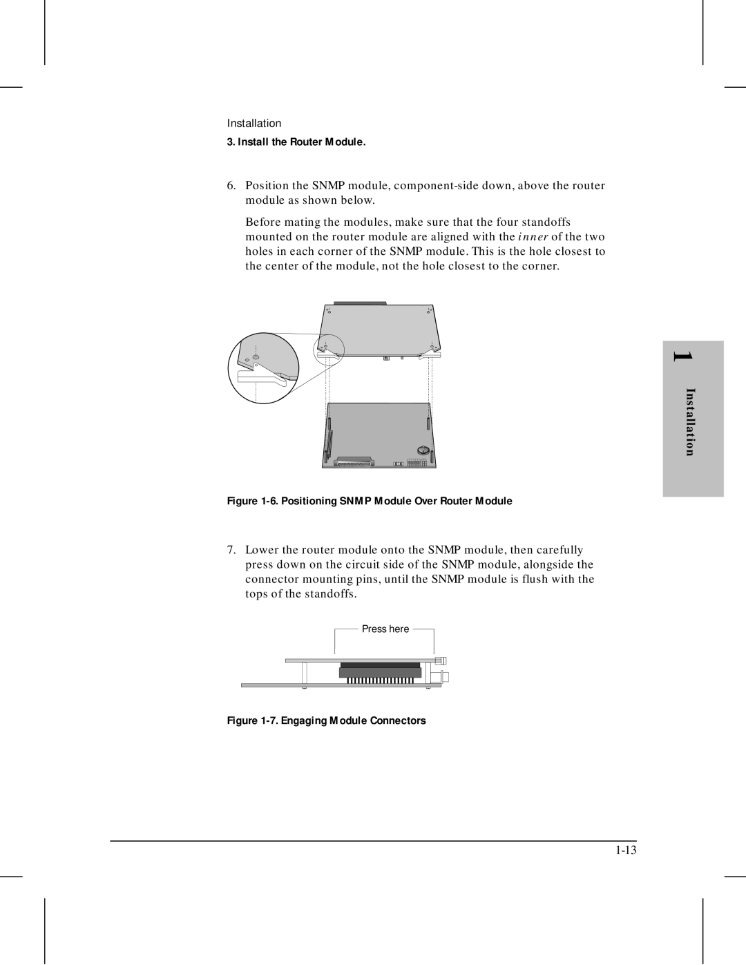 HP 210 manual Positioning Snmp Module Over Router Module 