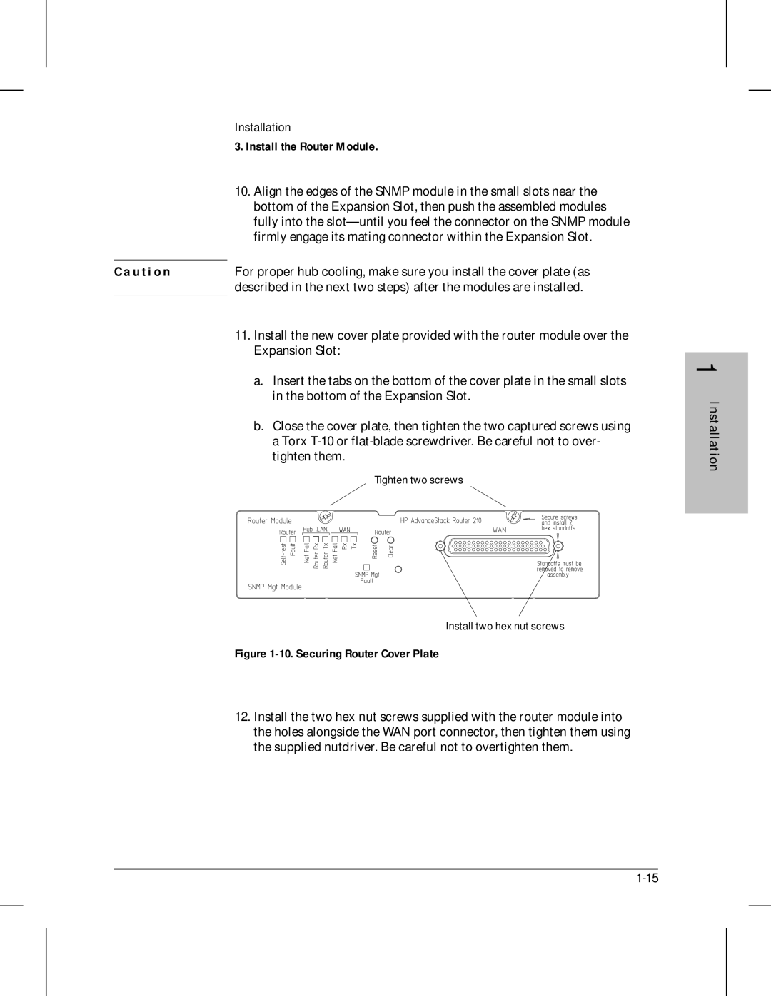 HP 210 manual Align the edges of the Snmp module in the small slots near 