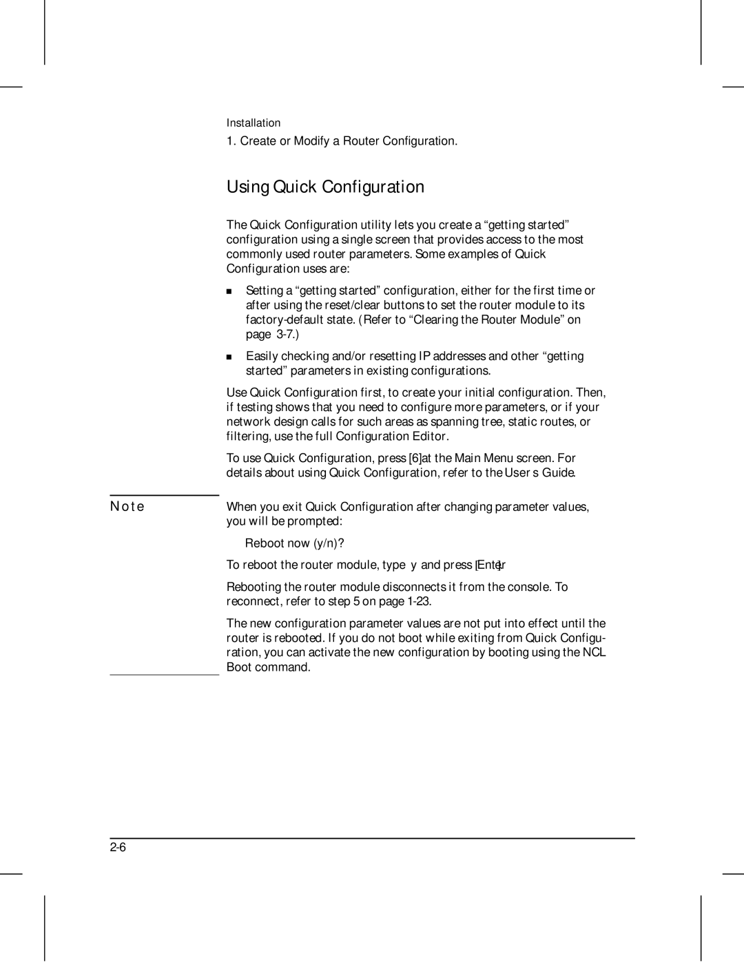 HP 210 manual Using Quick Configuration 