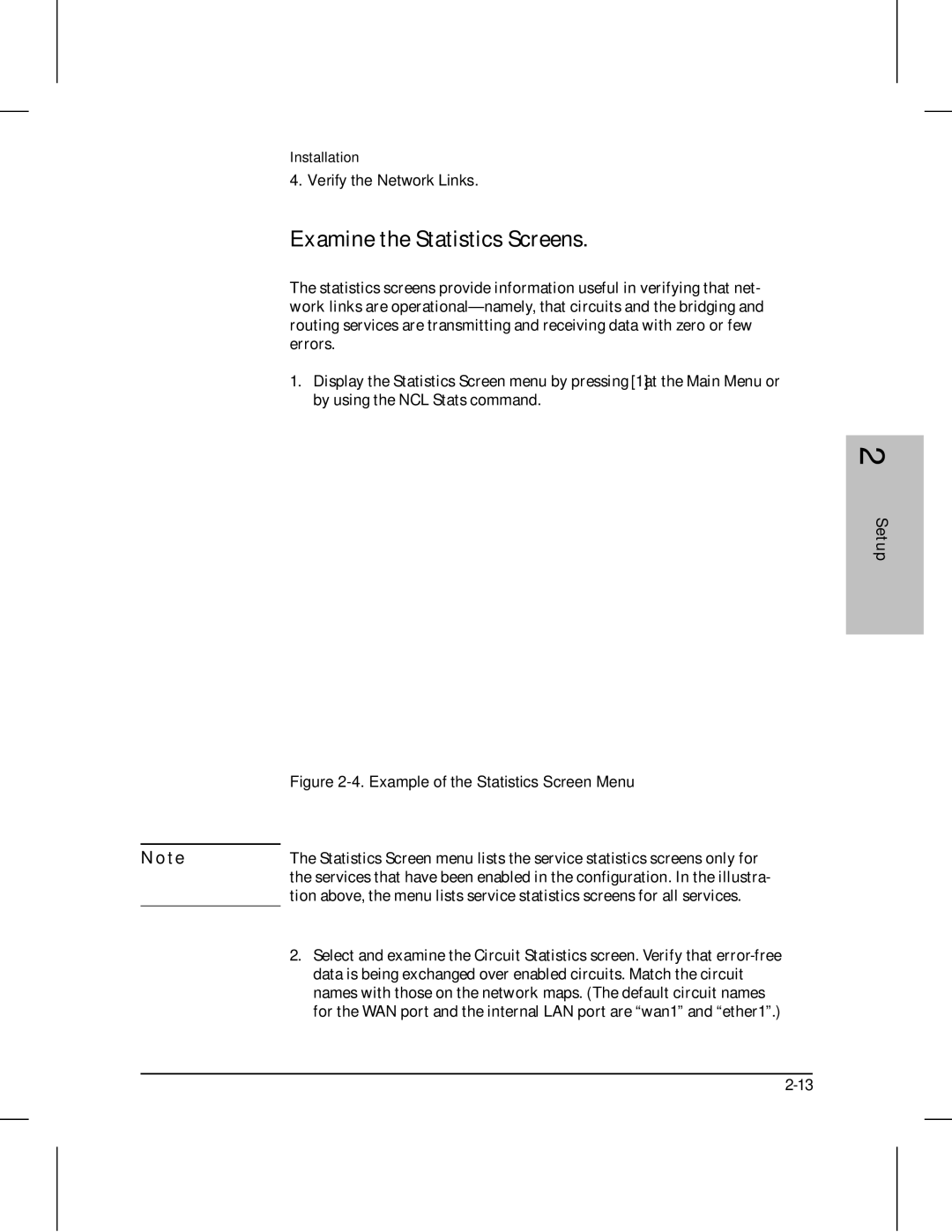 HP 210 manual Examine the Statistics Screens, Example of the Statistics Screen Menu 