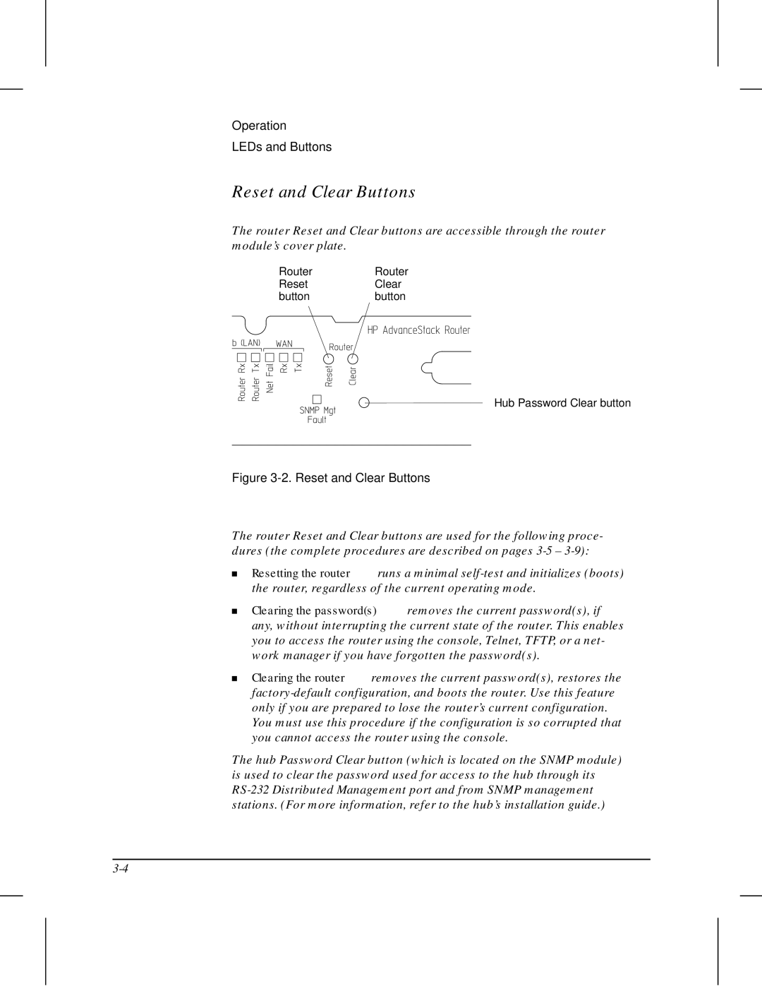 HP 210 manual Reset and Clear Buttons 