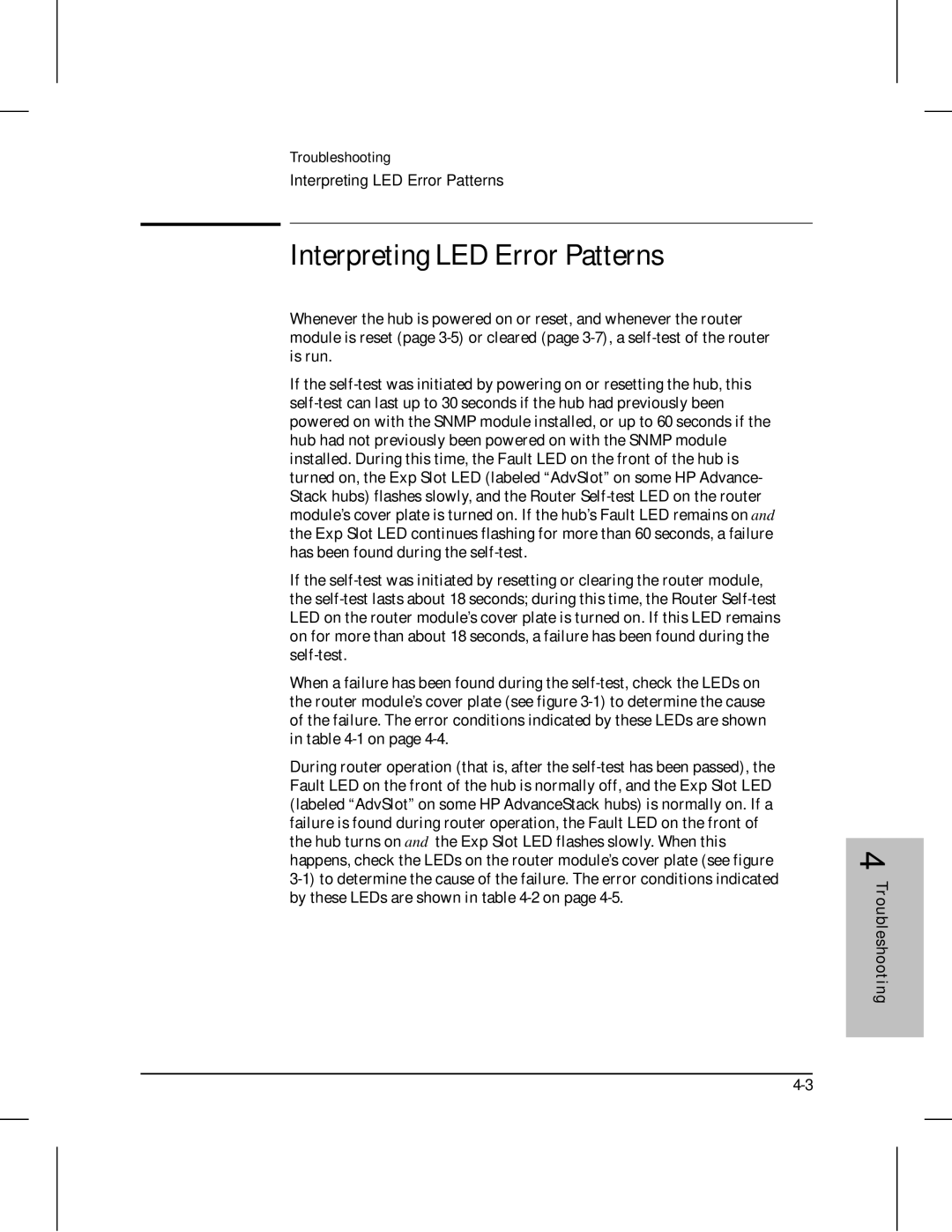 HP 210 manual Interpreting LED Error Patterns 