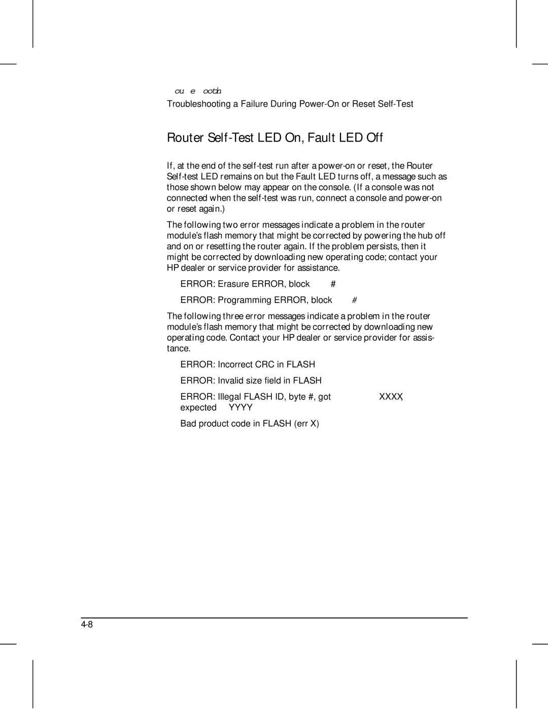 HP 210 manual Router Self-Test LED On, Fault LED Off 