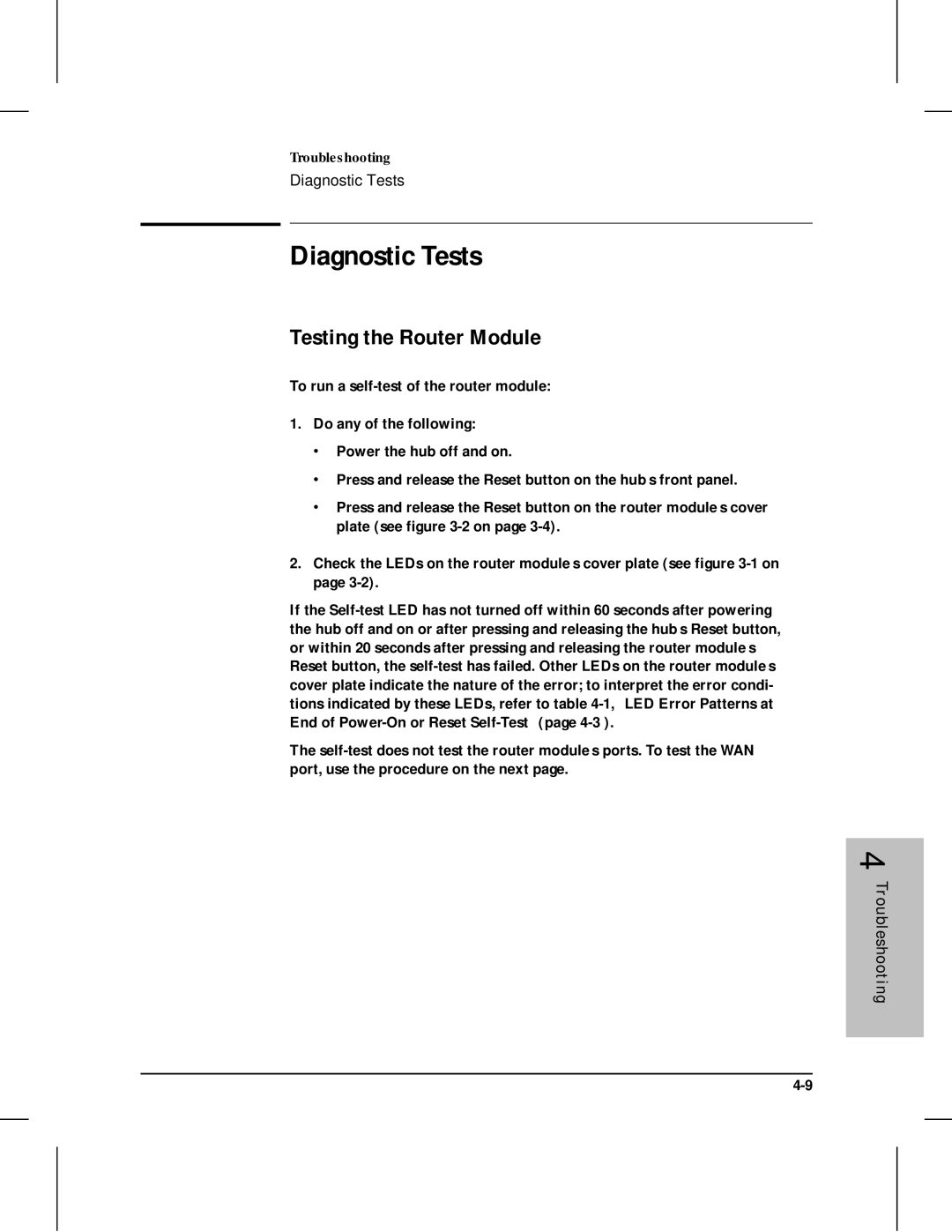 HP 210 manual Diagnostic Tests, Testing the Router Module 