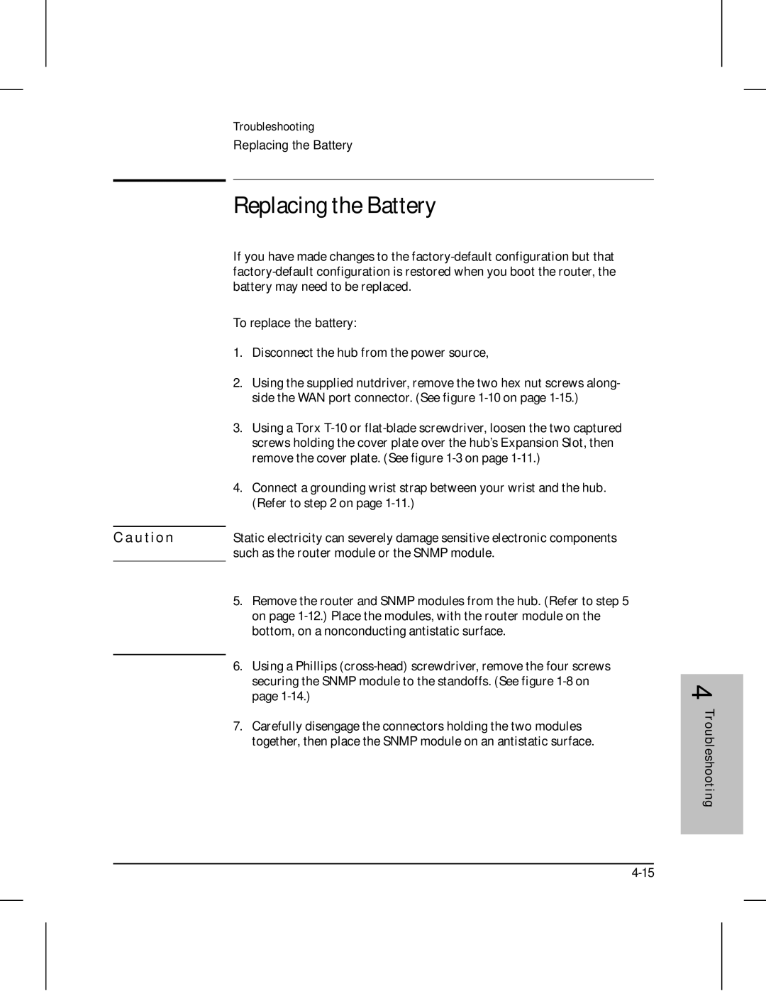 HP 210 manual Replacing the Battery, To replace the battery, Disconnect the hub from the power source 