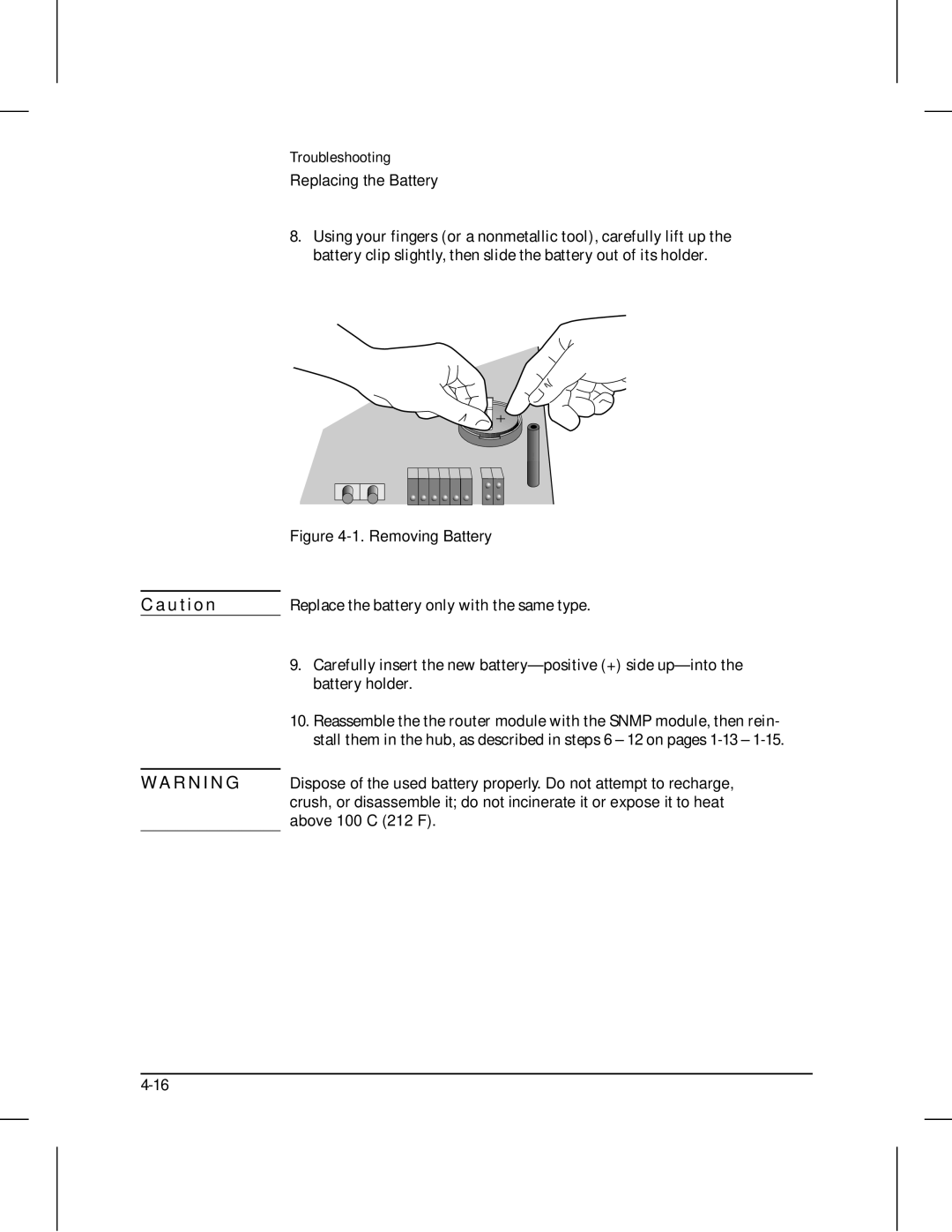 HP 210 manual Removing Battery 