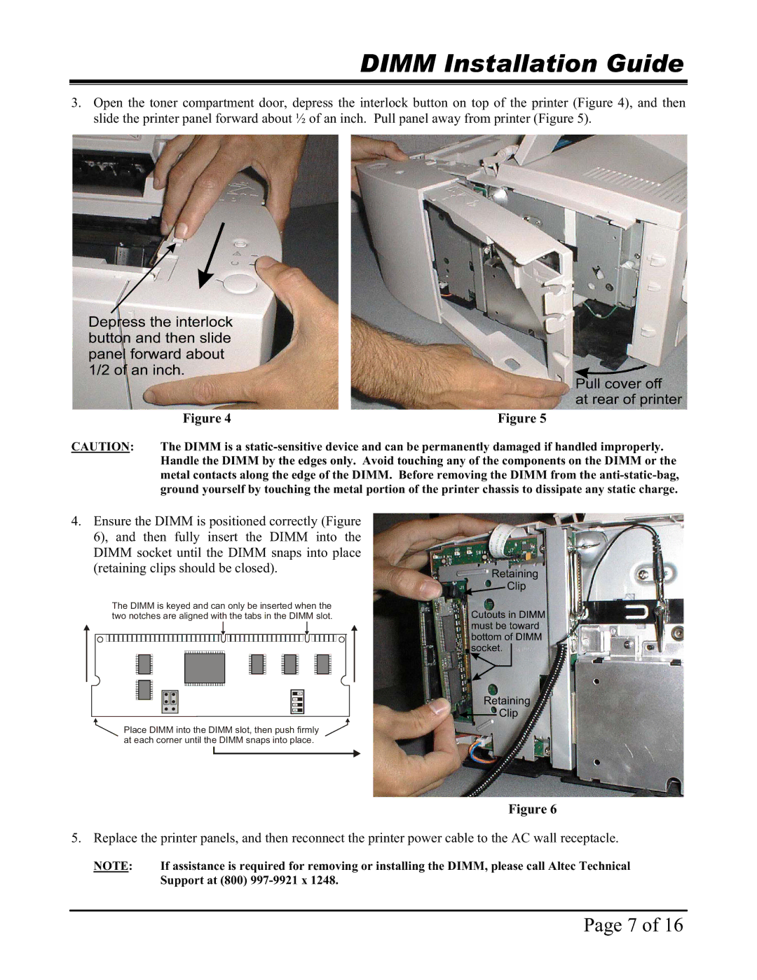 HP 2100 2200 manual Dimm Installation Guide 