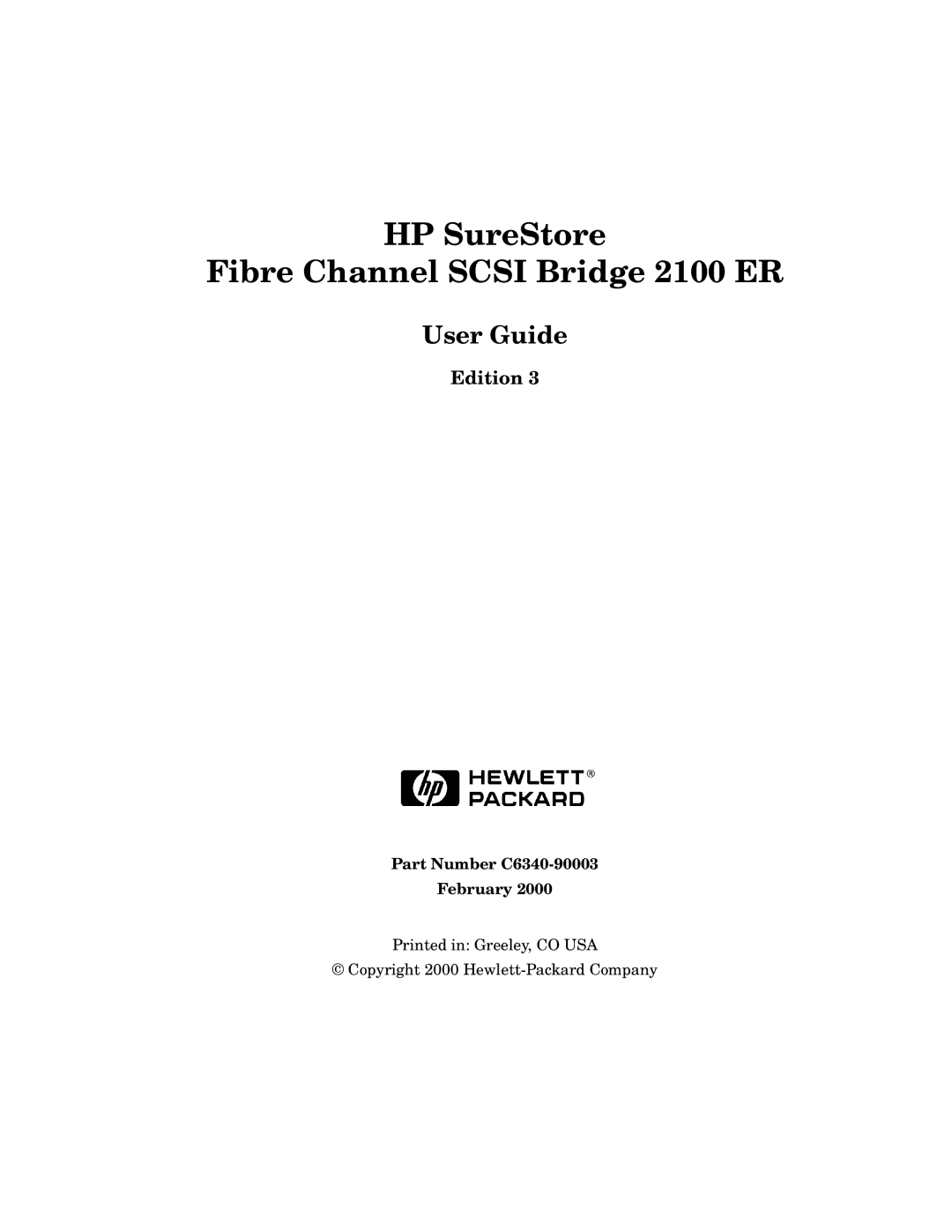 HP 2100 ER manual User Guide, Edition, Part Number C6340-90003 February 