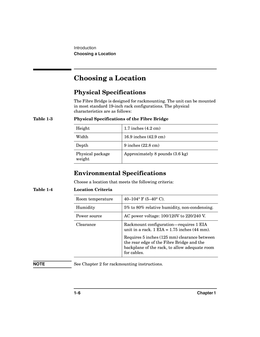 HP 2100 ER manual Choosing a Location, Physical Specifications, Environmental Specifications, Location Criteria 