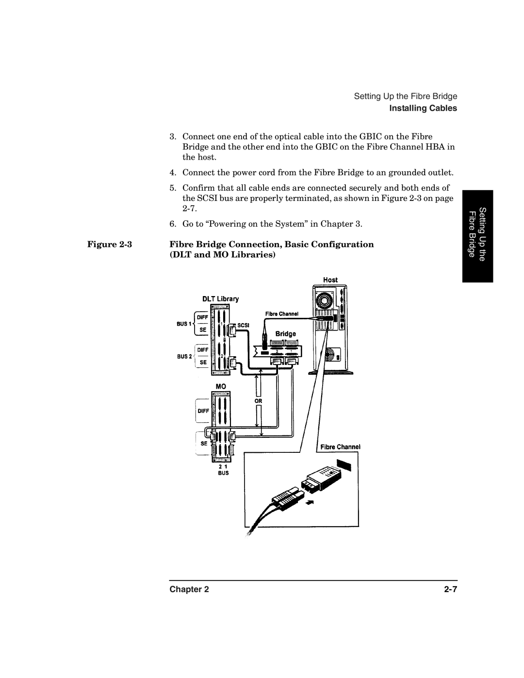 HP 2100 ER manual Fibre Bridge Connection, Basic Configuration, DLT and MO Libraries 