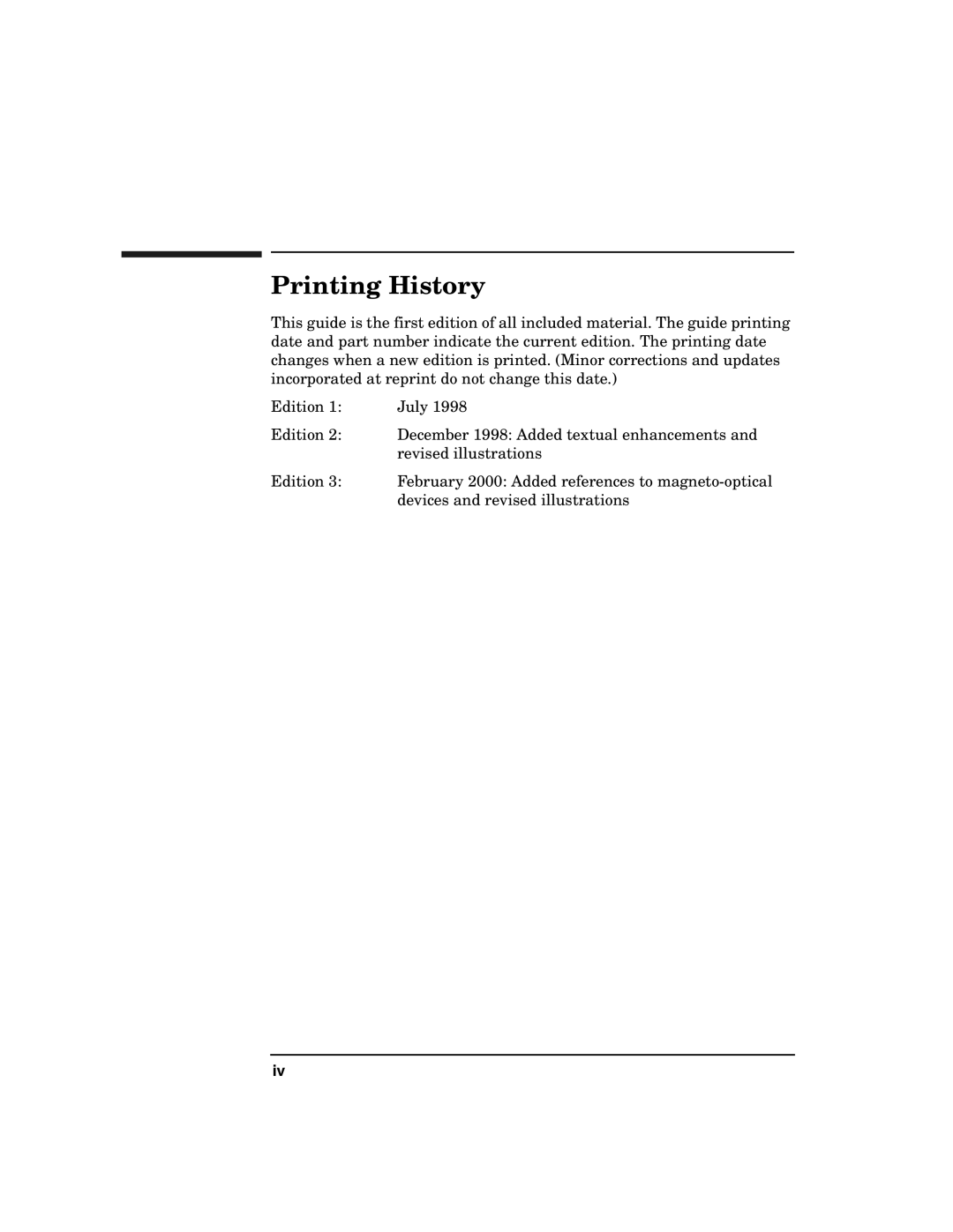 HP 2100 ER manual Printing History 