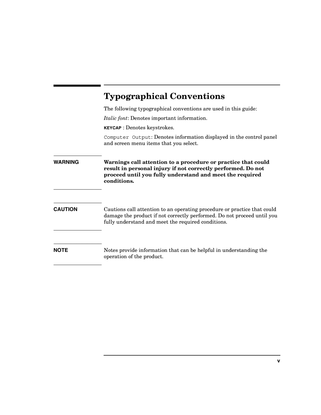 HP 2100 ER manual Typographical Conventions 