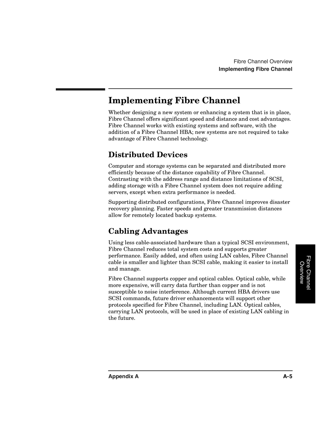 HP 2100 ER manual Implementing Fibre Channel, Distributed Devices, Cabling Advantages 