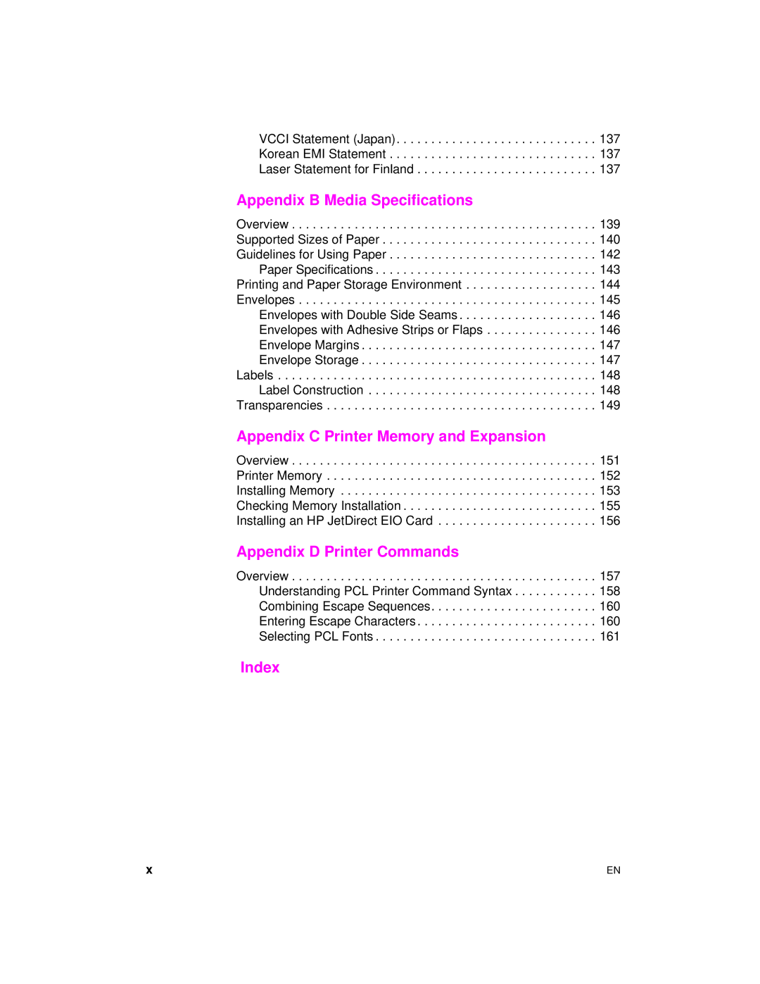 HP 2100 TN, 2100 M manual Index 