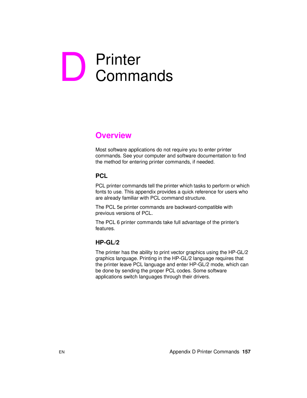 HP 2100 M, 2100 TN manual Printer Commands 