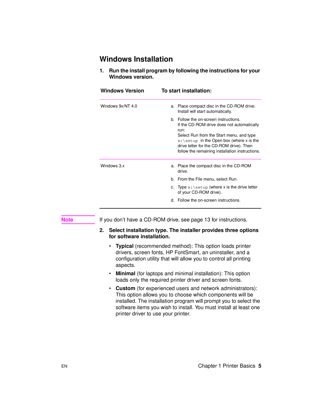 HP 2100 M, 2100 TN manual Windows Installation, For software installation 