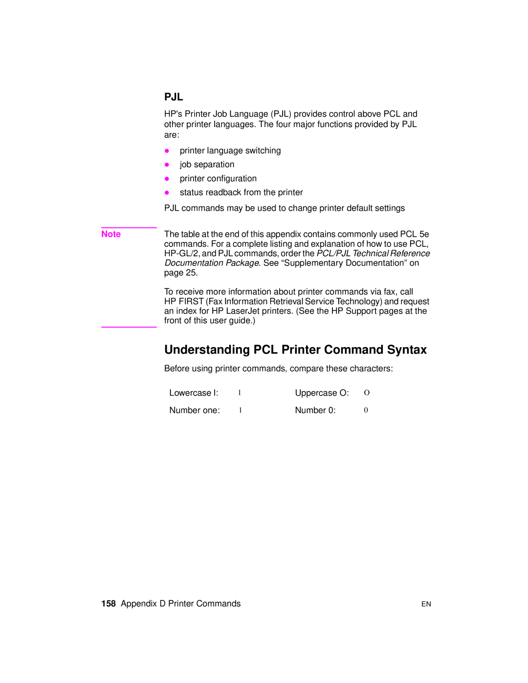 HP 2100 TN, 2100 M manual Understanding PCL Printer Command Syntax, Pjl 