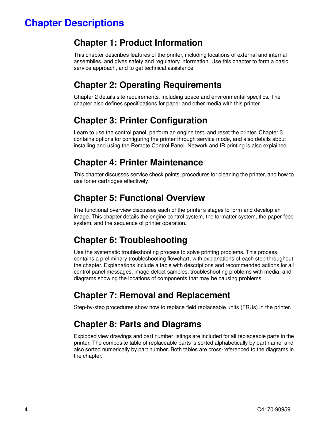 HP 2100 manual Product Information, Operating Requirements, Printer Configuration, Printer Maintenance, Functional Overview 