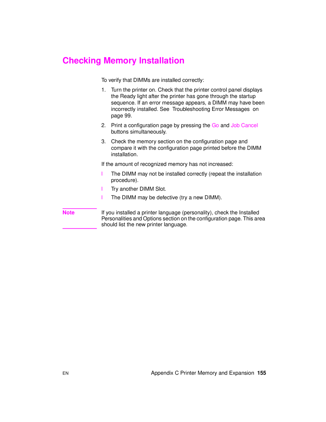 HP 2100 manual Checking Memory Installation 