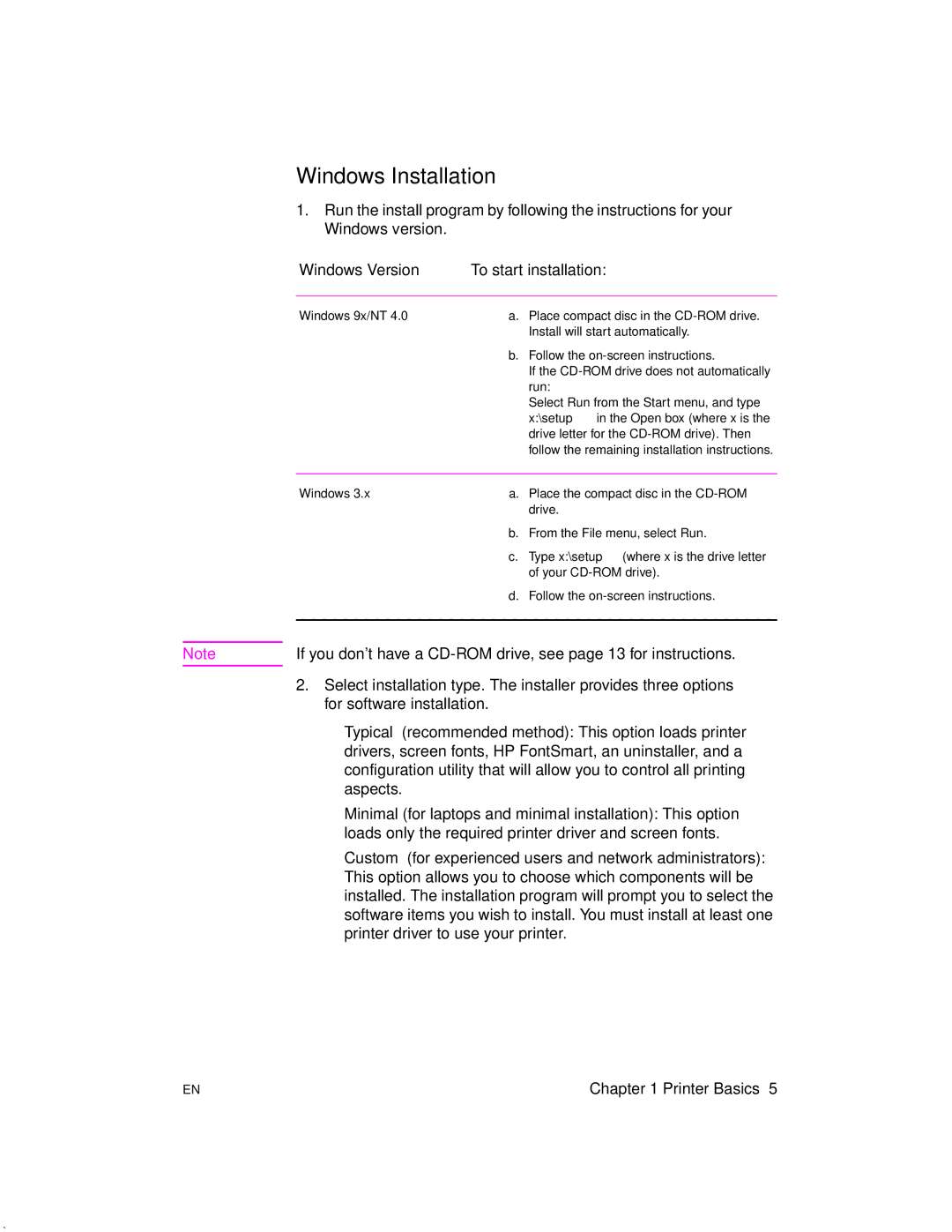 HP 2100 manual Windows Installation, For software installation 