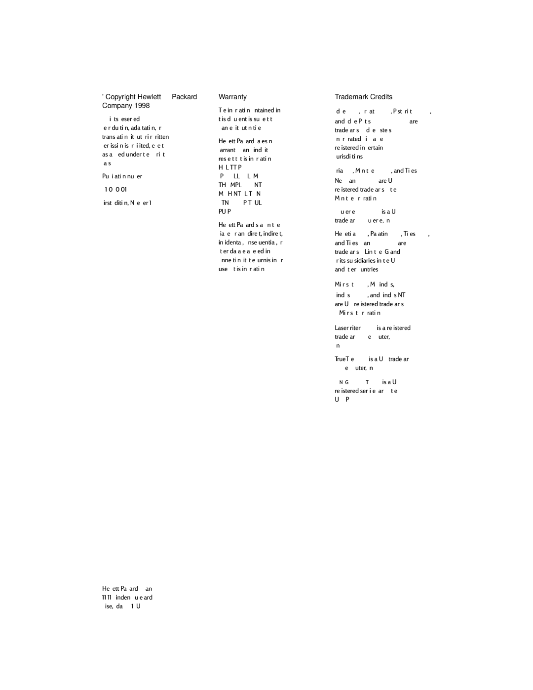 HP 2100 manual Copyright Hewlett-Packard Company, Warranty, Trademark Credits 