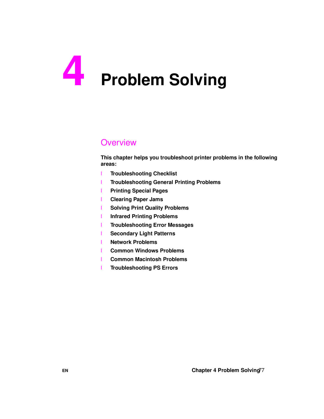 HP 2100 manual Problem Solving 