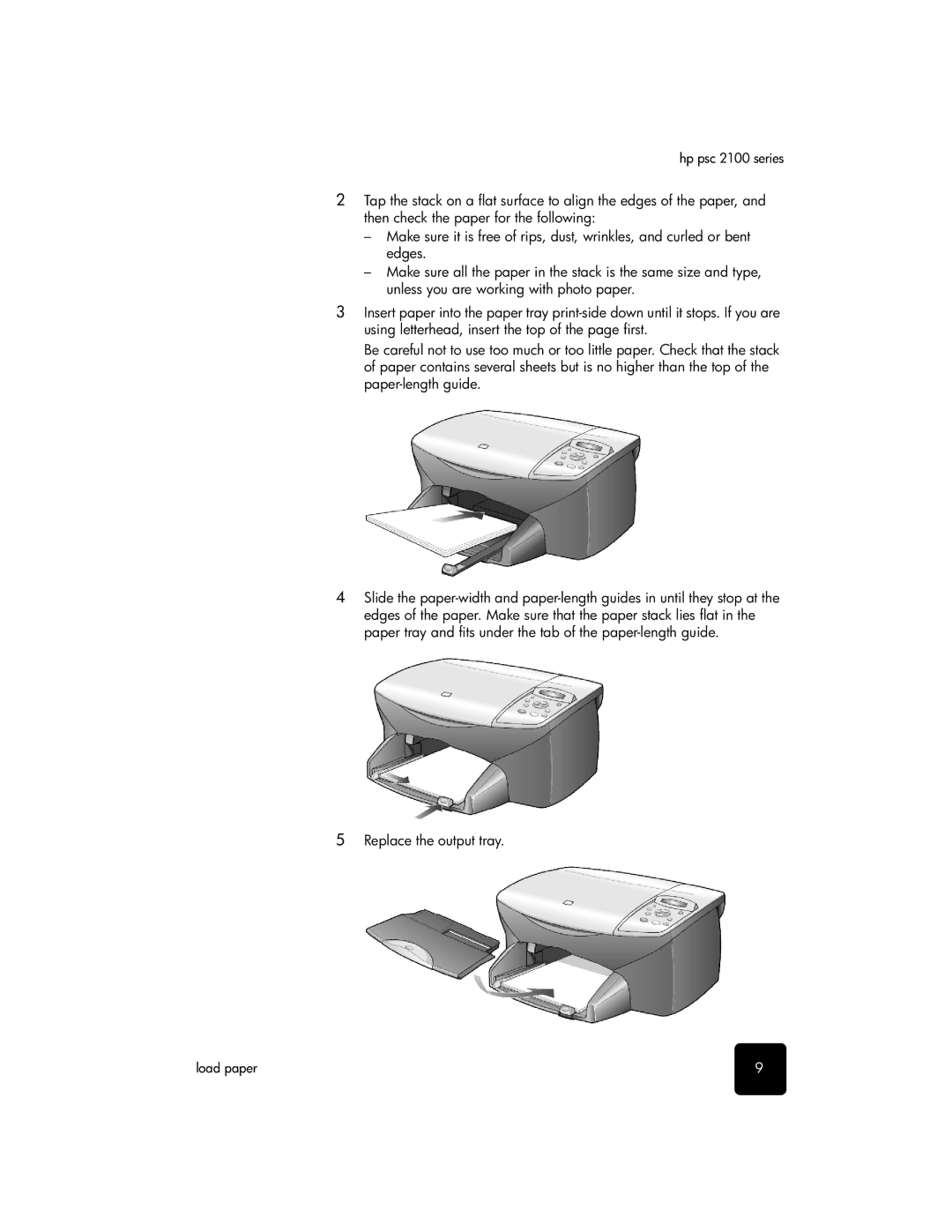 HP 2100 manual Load paper 