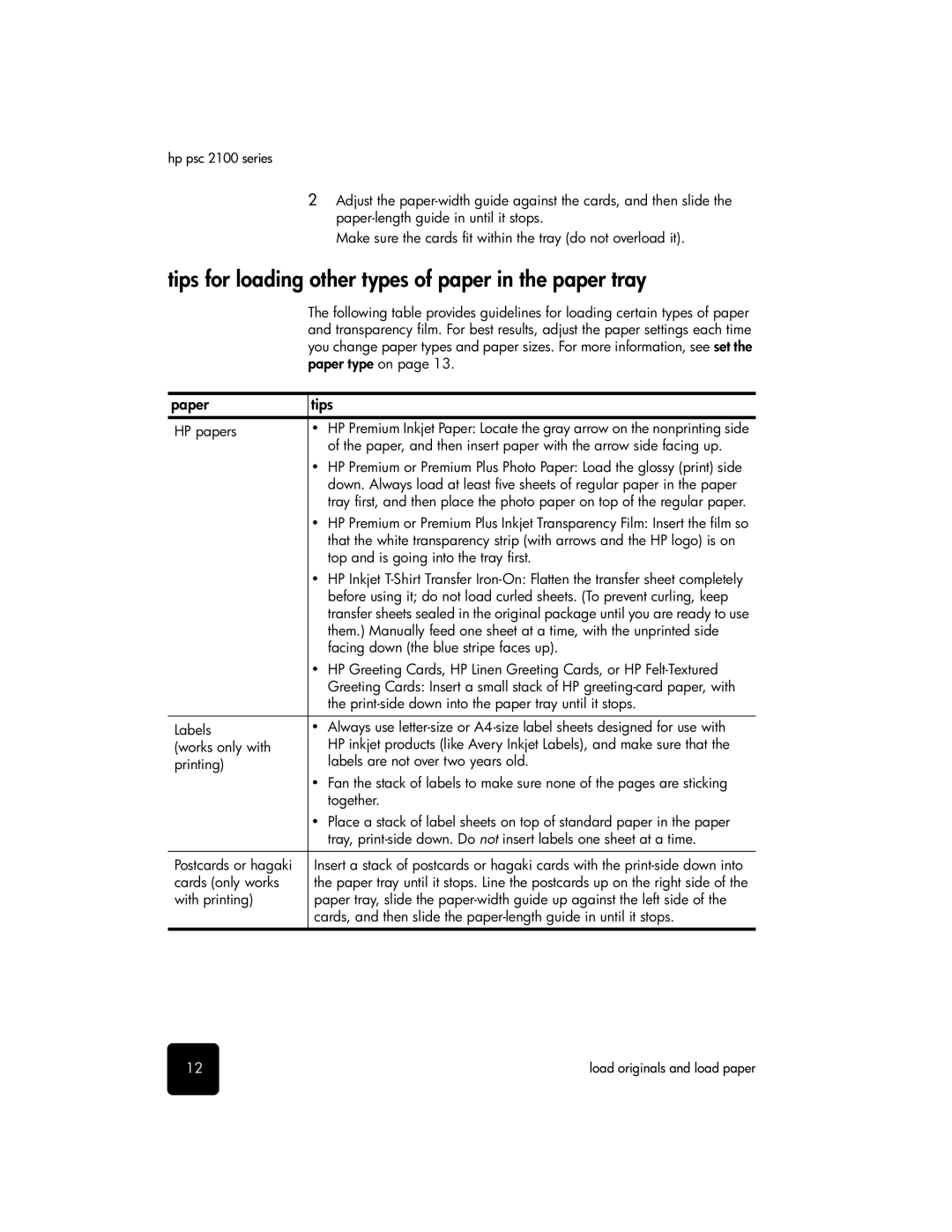 HP 2100 manual Tips for loading other types of paper in the paper tray, Paper Tips 