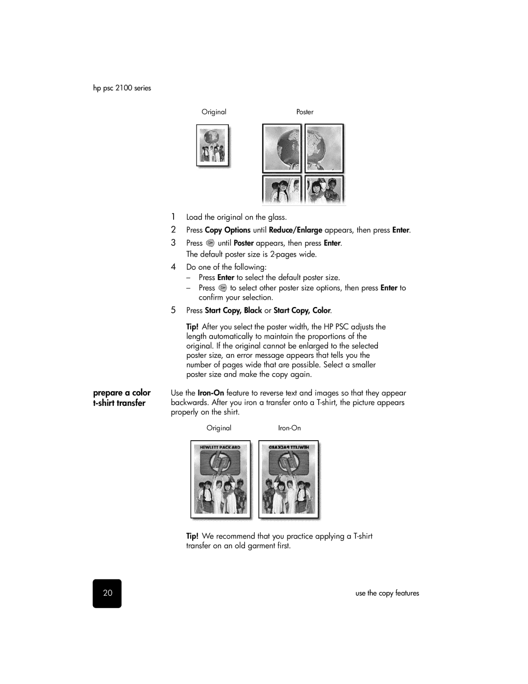 HP 2100 manual Prepare a color t-shirt transfer 