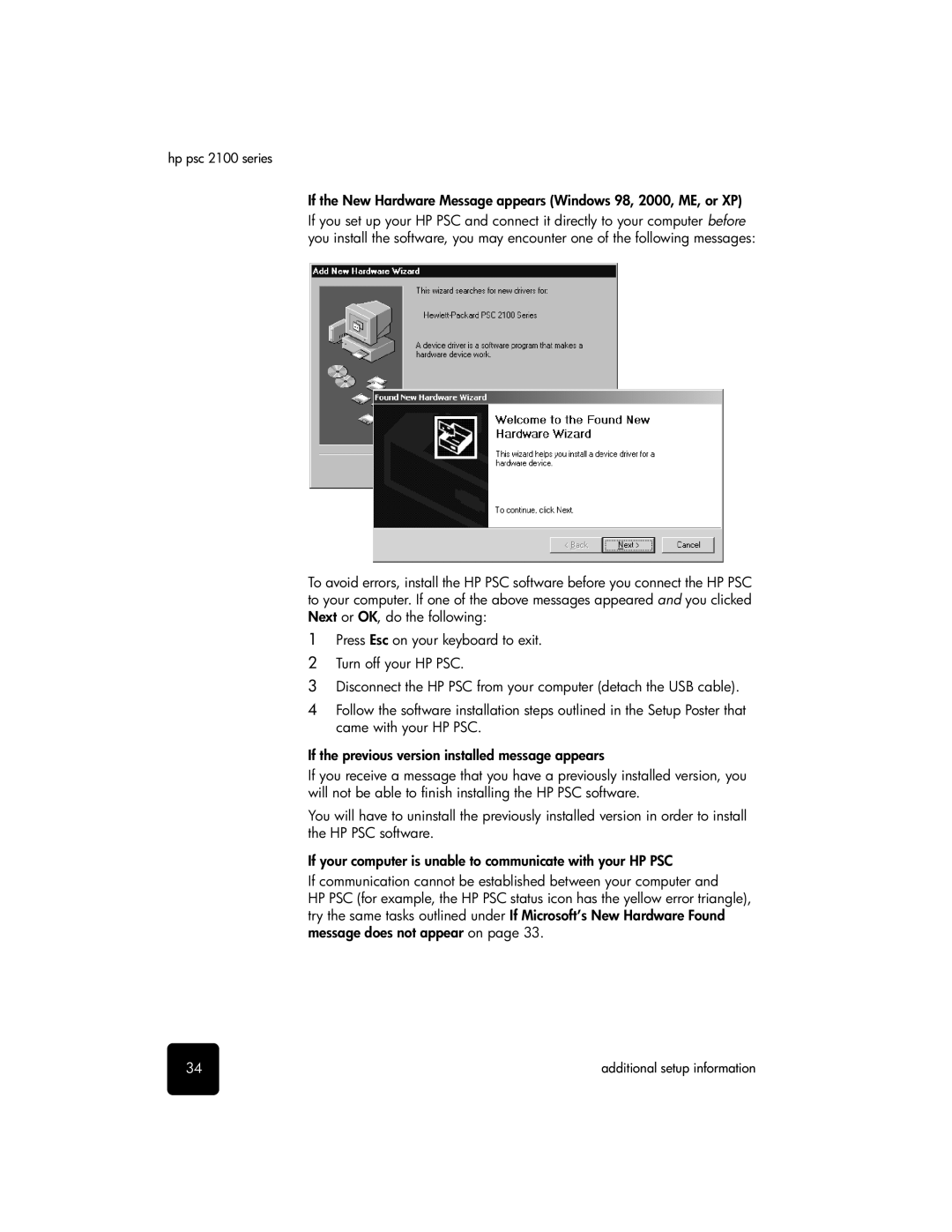 HP 2100 manual Additional setup information 