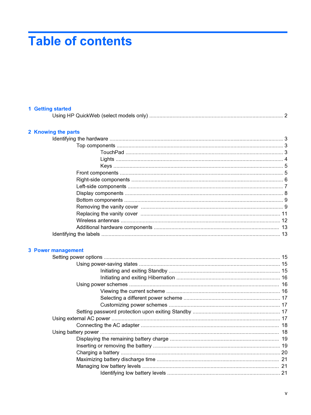 HP 2101010NR manual Table of contents 