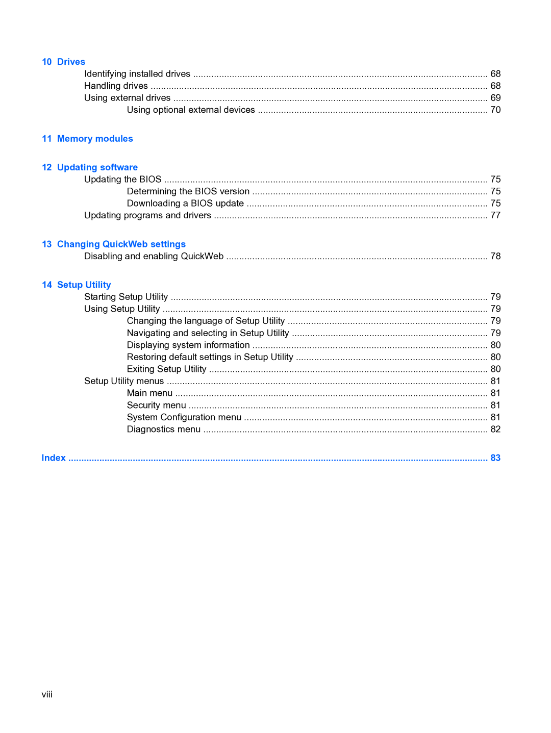 HP 2101010NR manual Changing QuickWeb settings 