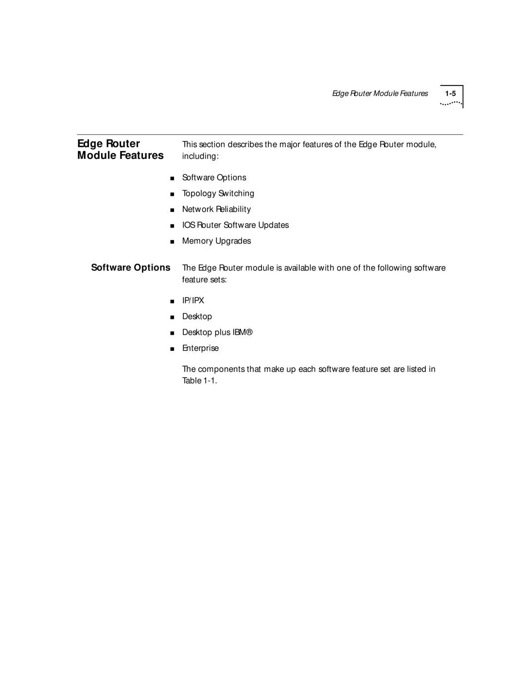 HP 2103R-CSDI manual Edge Router, Module Features, Including 