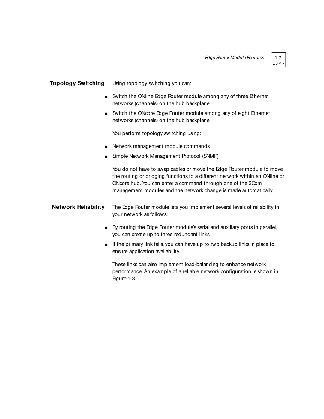 HP 2103R-CSDI manual Edge Router Module Features 