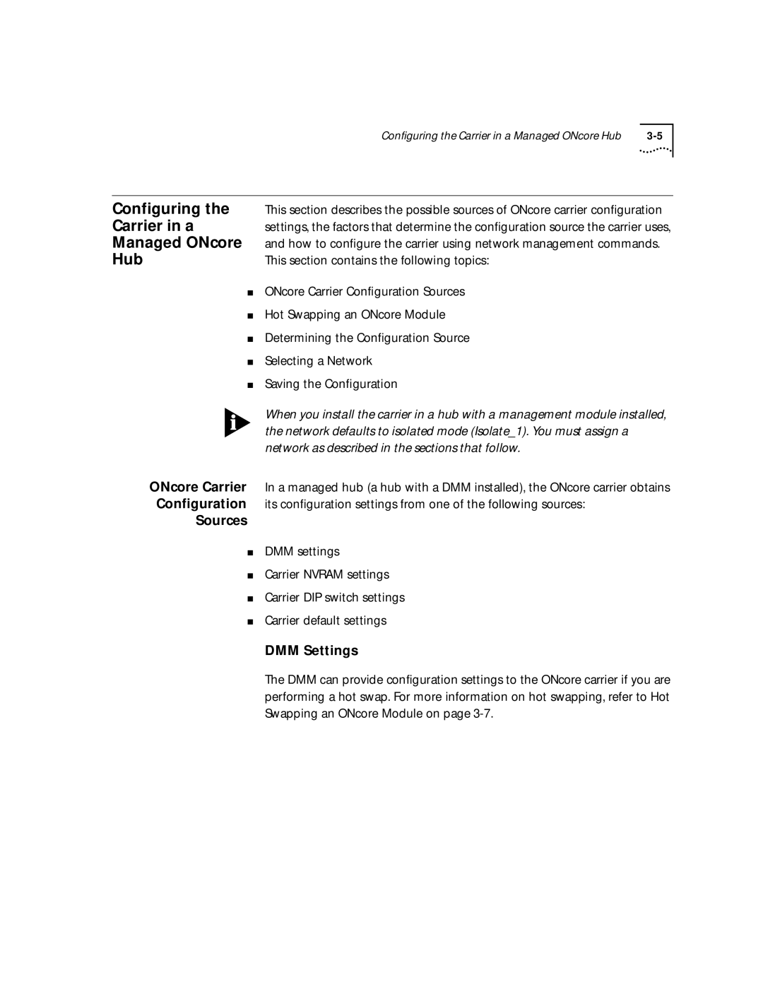 HP 2103R-CSDI manual Configuring, Carrier in a, Managed ONcore, This section contains the following topics 