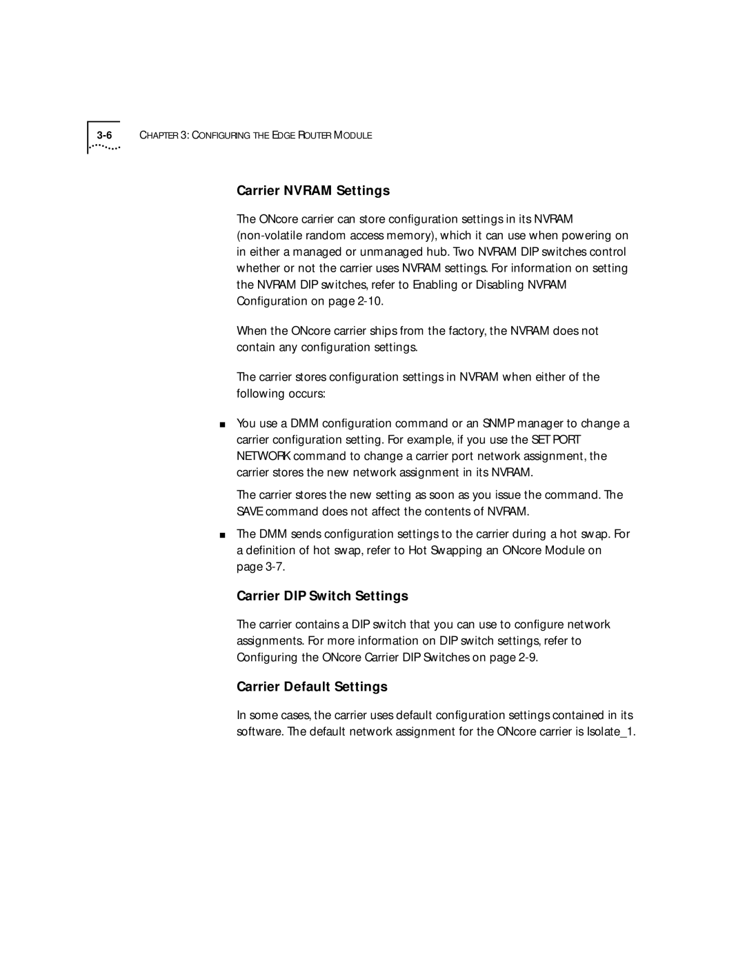 HP 2103R-CSDI manual Carrier Default Settings 