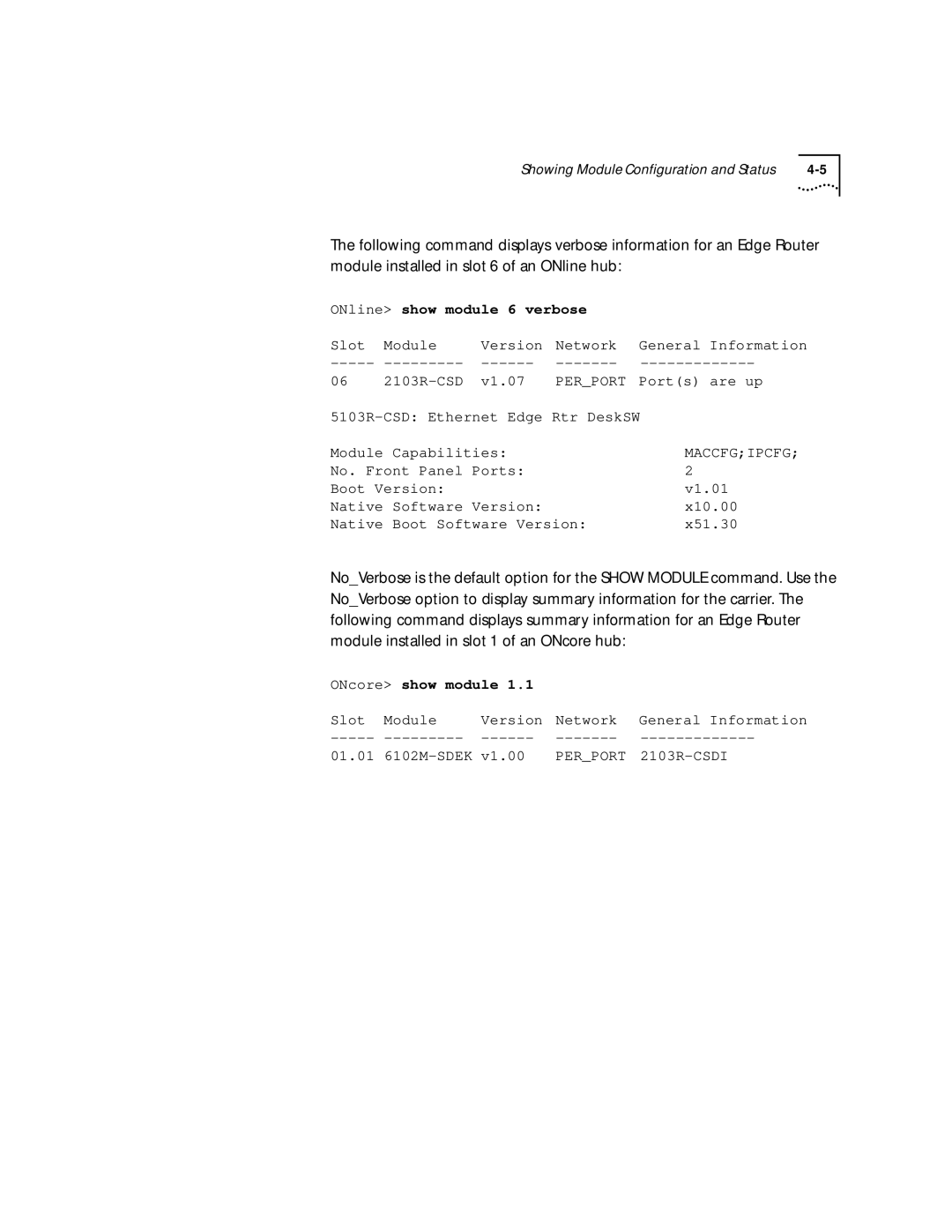 HP 2103R-CSDI manual ONline show module 6 verbose 