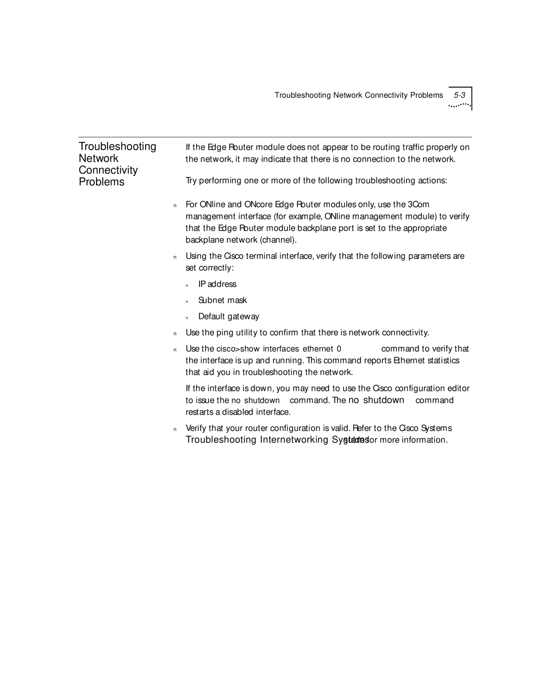 HP 2103R-CSDI manual Troubleshooting Network Connectivity Problems 