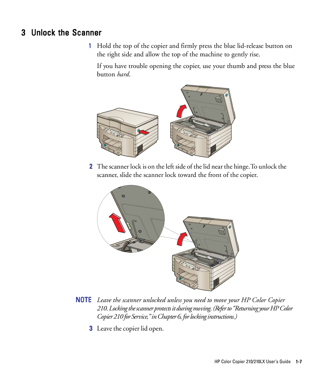 HP 210Lx manual Unlock the Scanner 