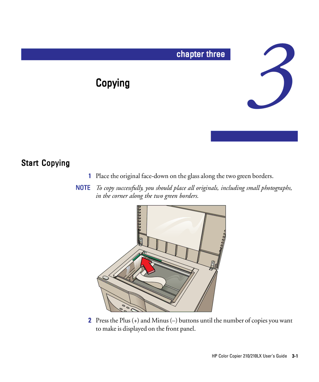 HP 210Lx manual Start Copying 