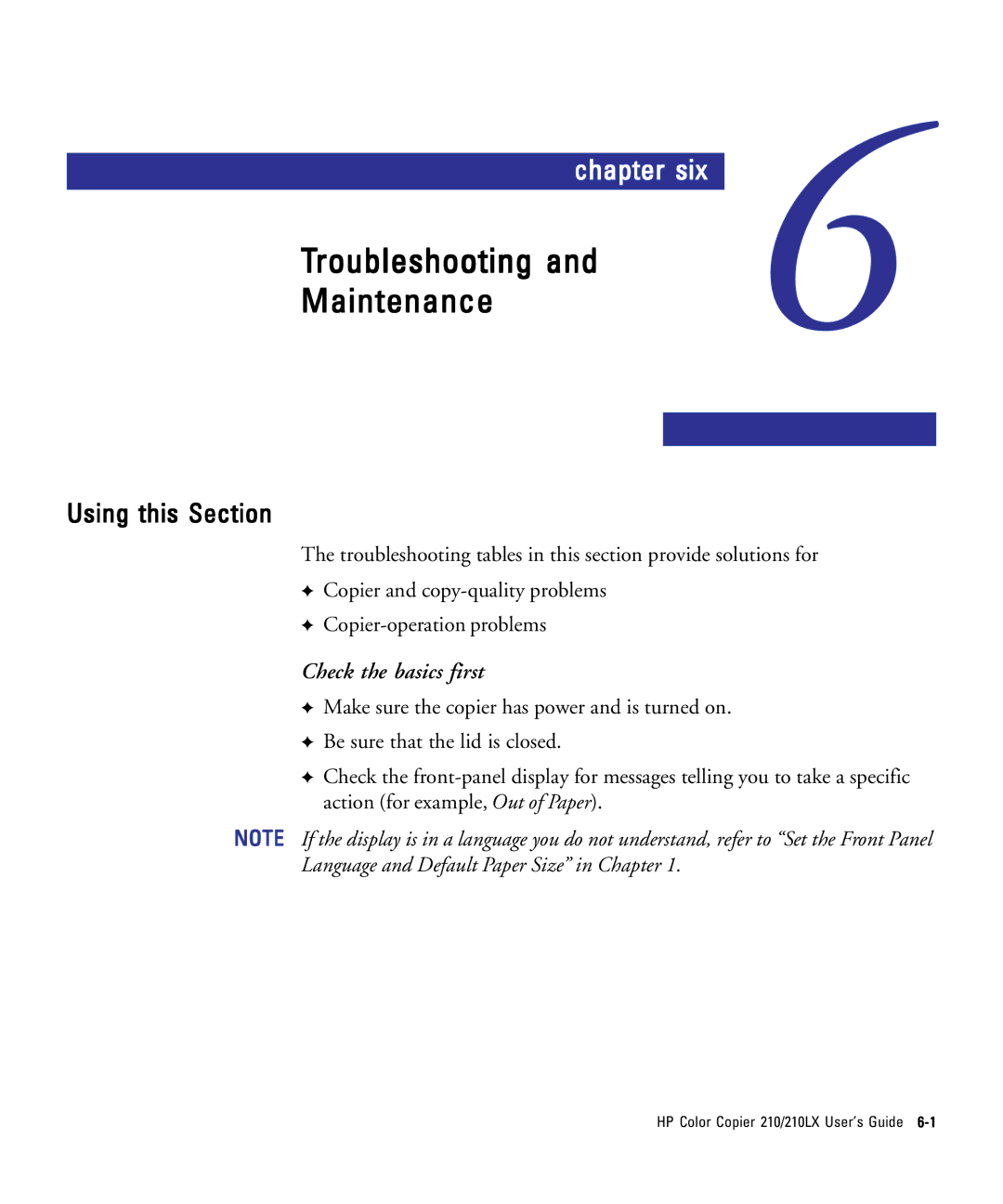 HP 210Lx manual Using this Section, Check the basics first 