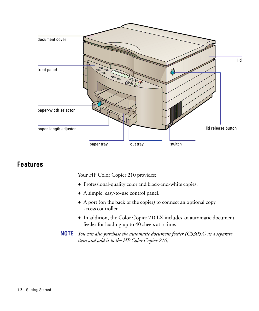 HP 210Lx manual Features 